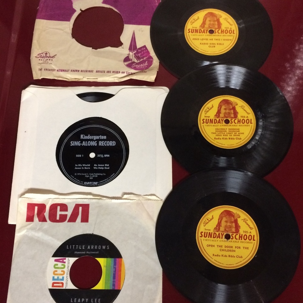 Kids’ Vinyl Records Vintage Sunday School Bible Club Singalong Music Children